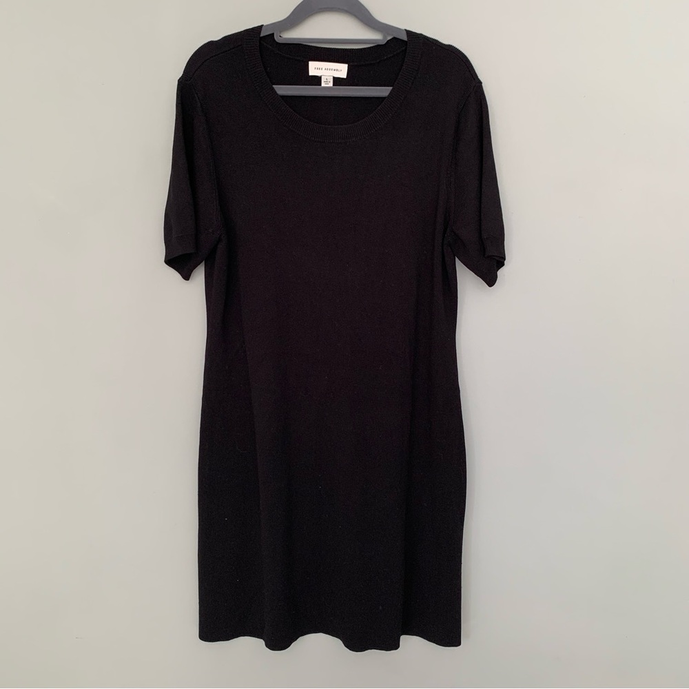 Free Assembly Womens Black Short Sleeve Viscose Sweater Dress Large